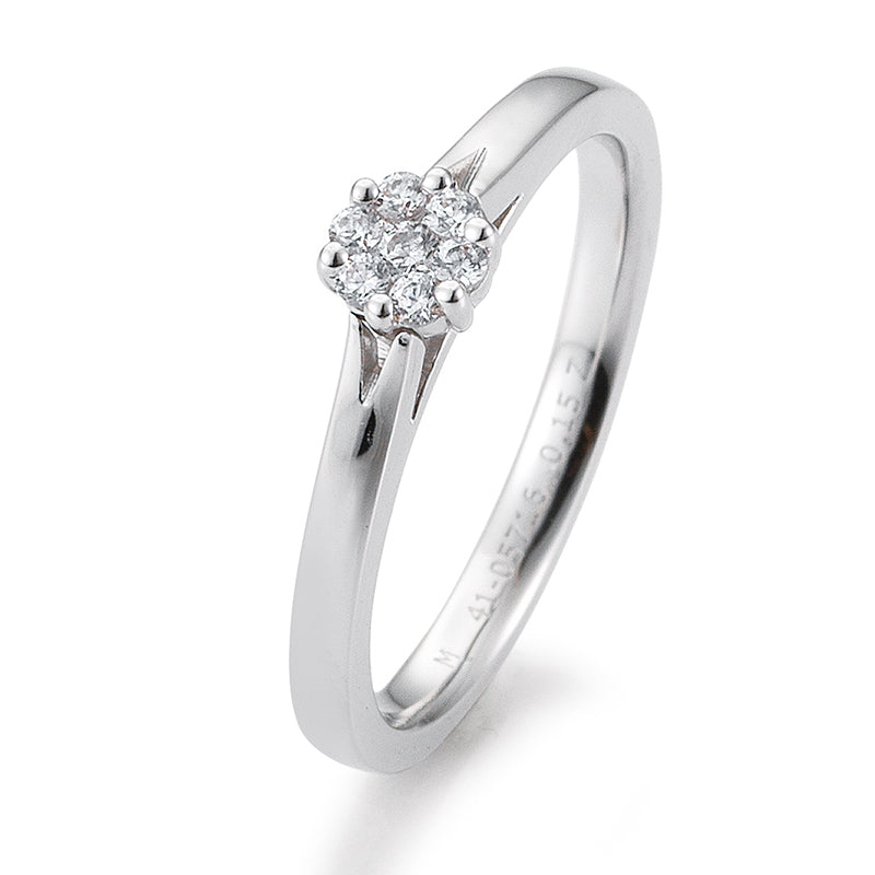 Verlobungsring mit 7 Brillanten 0,15 ct., Platin, 950 Platin, W/SI, Größe 65