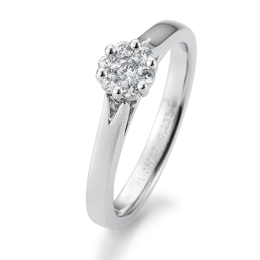 Verlobungsring mit 7 Brillanten 0,235 ct., Platin, 950 Platin, W/SI, Größe 65