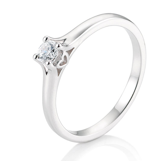 Verlobungsring mit einem Brillanten 0,20 ct., Platin, 950 Platin, W/SI, Größe 65