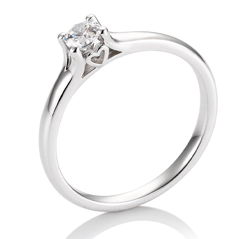Verlobungsring mit einem Brillanten 0,25 ct., Platin, 950 Platin, W/SI, Größe 65