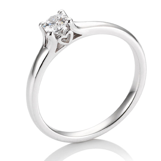 Verlobungsring mit einem Brillanten 0,25 ct., Platin, 950 Platin, W/SI, Größe 65
