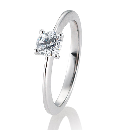 Verlobungsring mit einem Brillanten 0,60 ct., Platin, 950 Platin, W/SI, Größe 65