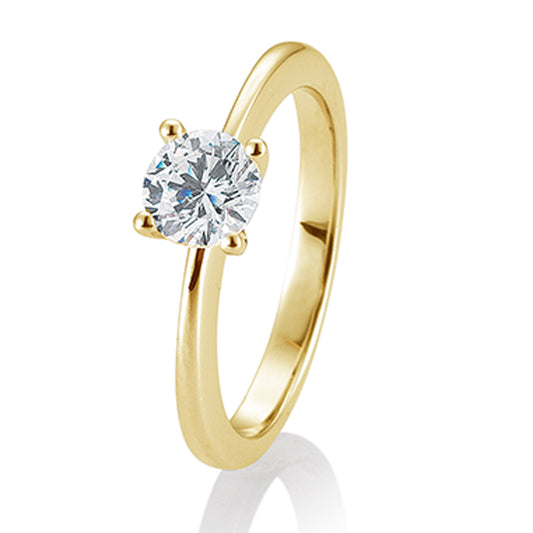 Verlobungsring mit einem Brillanten 0,80 ct., Gelbgold, 750 Gold, W/SI, Größe 65