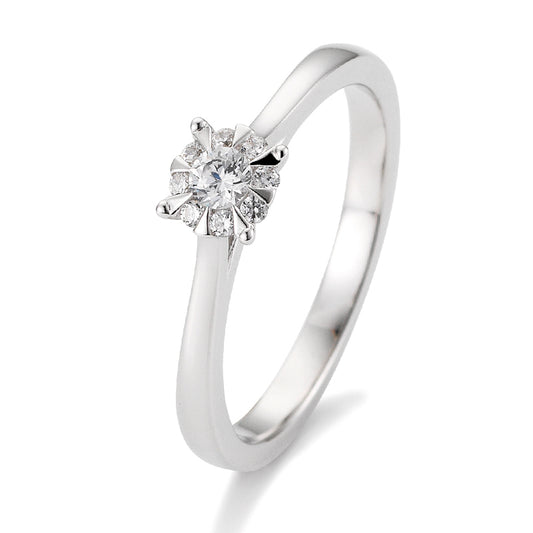 Verlobungsring mit 9 Brillanten 0,18 ct., Platin, 950 Platin, W/SI, Größe 65