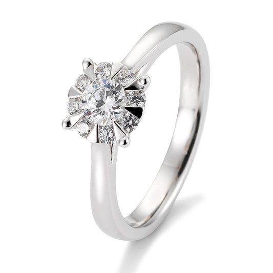 Verlobungsring mit 9 Brillanten 0,53 ct., Platin, 950 Platin, W/SI, Größe 65