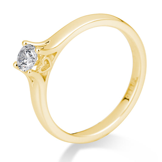 Verlobungsring mit einem Brillanten 0,30 ct., Gelbgold