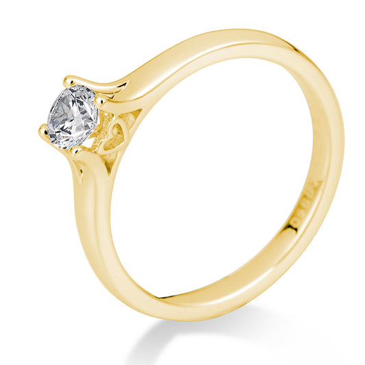 Verlobungsring mit einem Brillanten 0,40 ct., Gelbgold