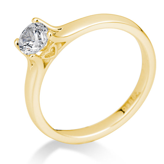 Verlobungsring mit einem Brillanten 0,60 ct., Gelbgold