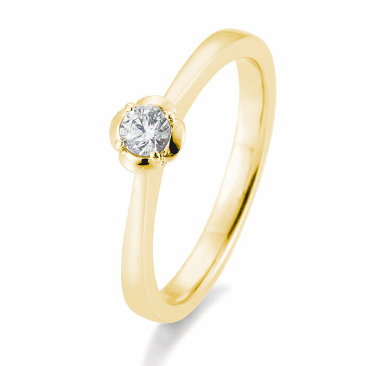 Verlobungsring mit einem Brillanten 0,15 ct., Gelbgold