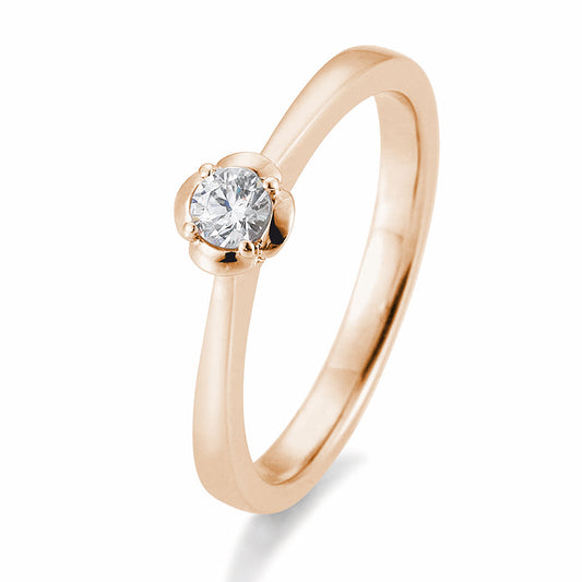 Verlobungsring mit einem Brillanten 0,15 ct., Rotgold