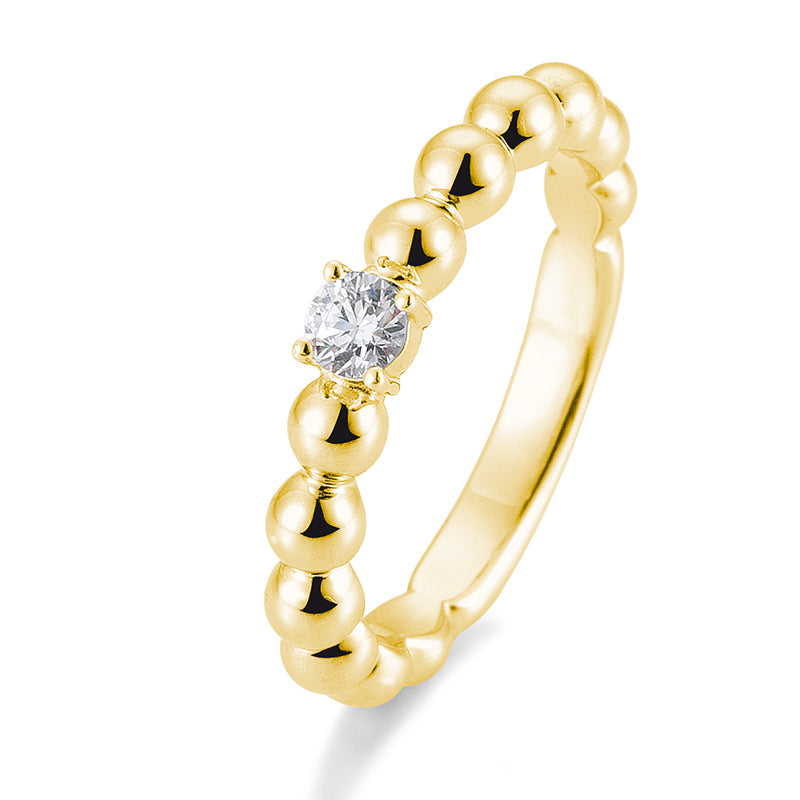 Verlobungsring mit einem Brillanten 0,20 ct., Gelbgold