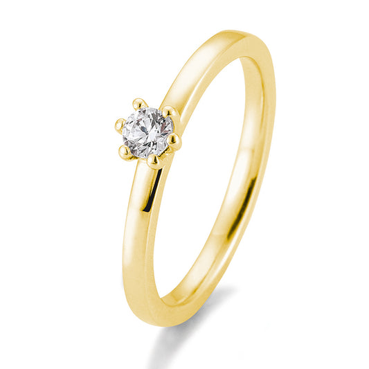 Verlobungsring mit einem Brillanten 0,15 ct., Gelbgold