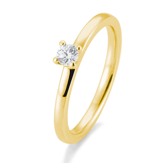 Verlobungsring mit einem Brillanten 0,15 ct., Gelbgold