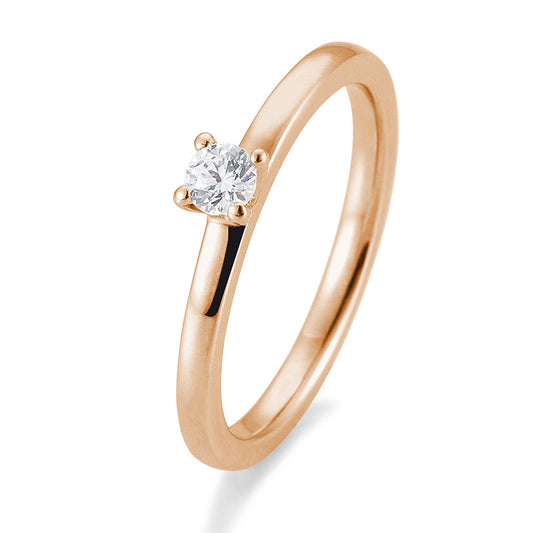 Verlobungsring mit einem Brillanten 0,15 ct., Rotgold