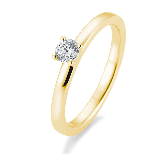 Verlobungsring mit einem Brillanten 0,25 ct., Gelbgold