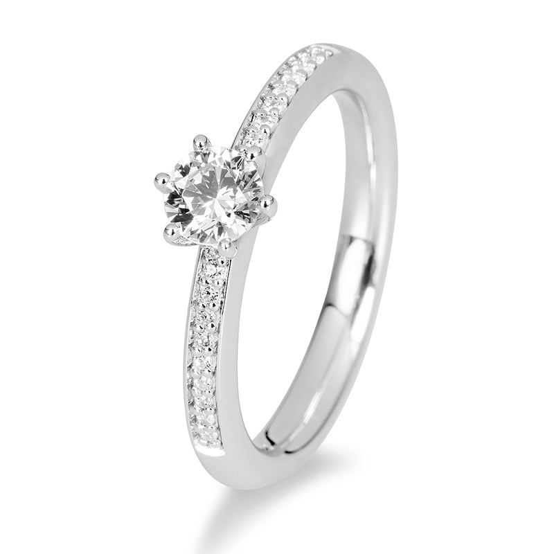 Verlobungsring mit 19 Brillanten 0,49 ct., Platin