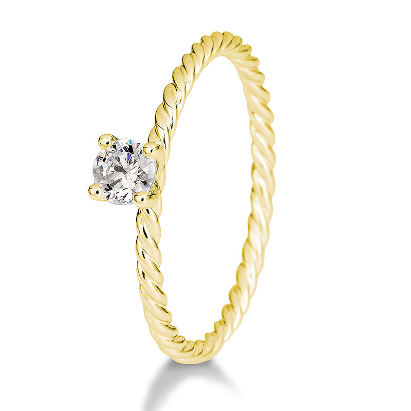 Verlobungsring mit einem Brillanten 0,15 ct., Gelbgold