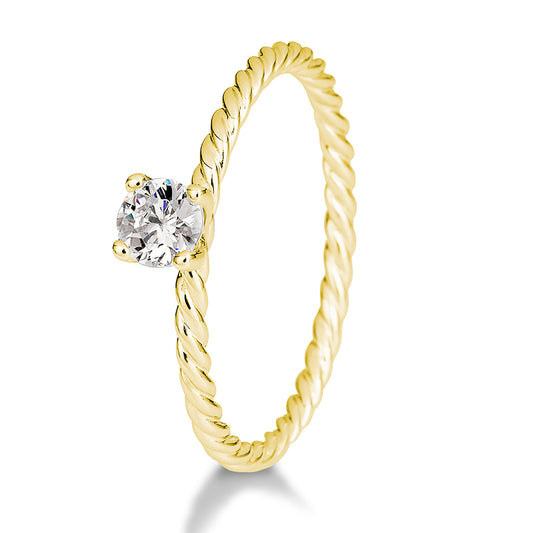 Verlobungsring mit einem Brillanten 0,25 ct., Gelbgold