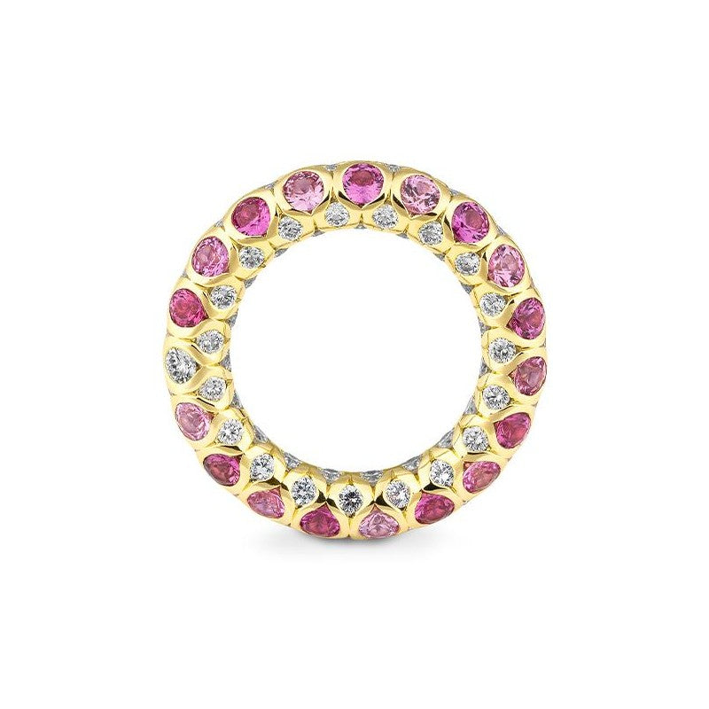 Luxury Ring mit Safir Pink und Brillanten 2,25 ct., Gelbgold