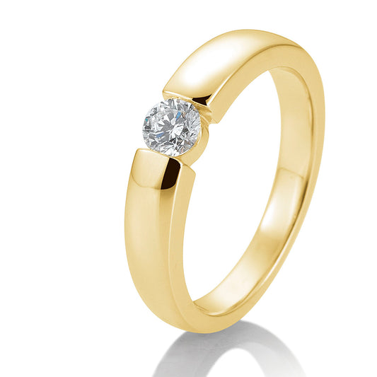 Verlobungsring mit einem Brillanten 0,25 ct., Gelbgold