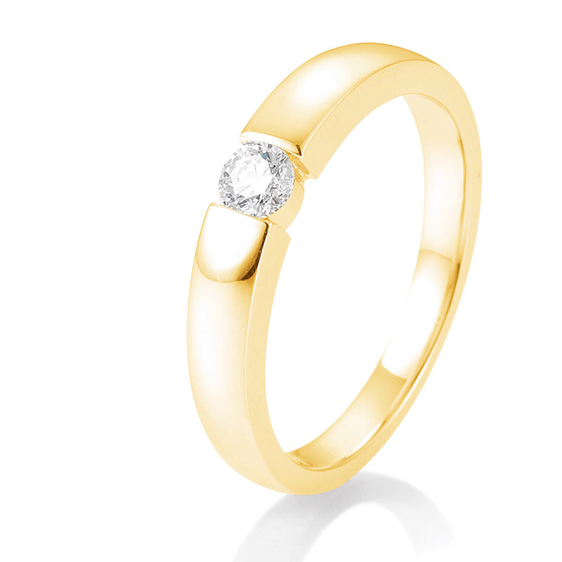 Verlobungsring mit einem Brillanten 0,15 ct., Gelbgold