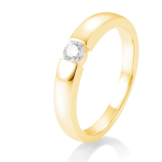 Verlobungsring mit einem Brillanten 0,15 ct., Gelbgold