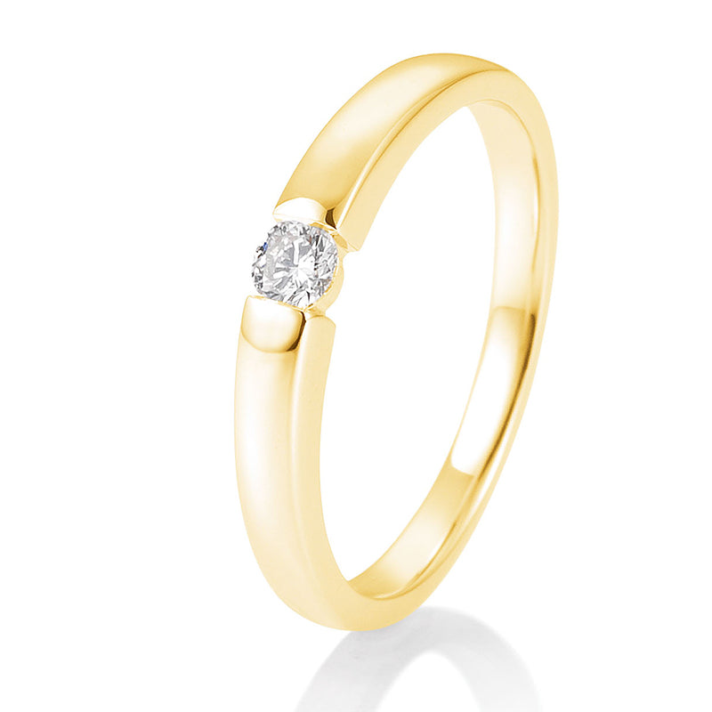 Verlobungsring mit einem Brillanten 0,10 ct., Gelbgold