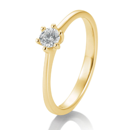 Verlobungsring mit einem Brillanten 0,25 ct., Gelbgold