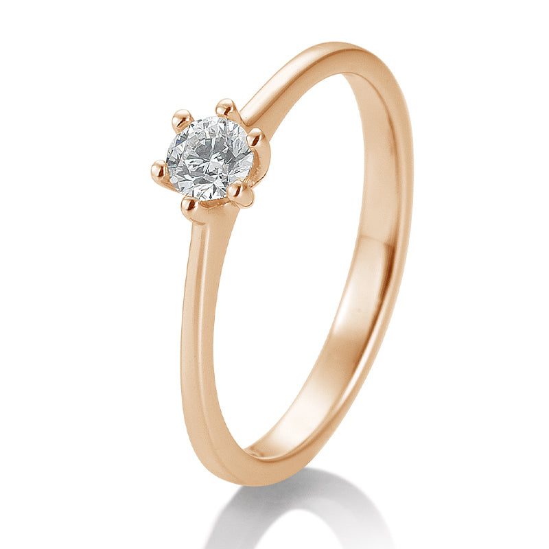 Verlobungsring mit einem Brillanten 0,25 ct., Rotgold