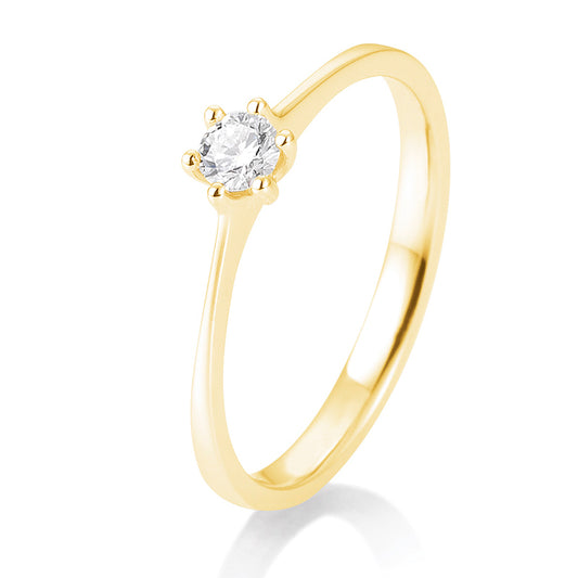 Verlobungsring mit einem Brillanten 0,15 ct., Gelbgold