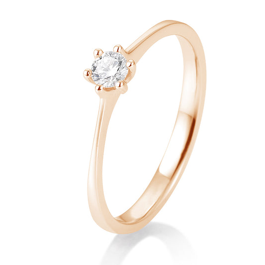 Verlobungsring mit einem Brillanten 0,15 ct., Rotgold