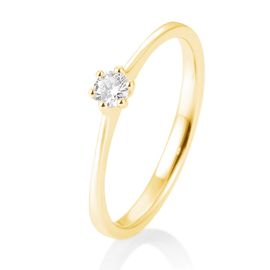 Verlobungsring mit einem Brillanten 0,10 ct., Gelbgold