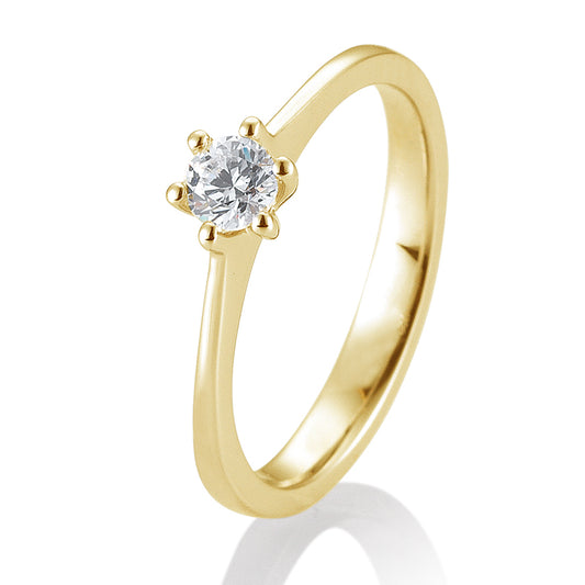 Verlobungsring mit einem Brillanten 0,30 ct., Gelbgold