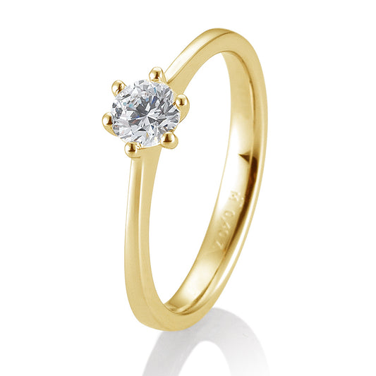 Verlobungsring mit einem Brillanten 0,40 ct., Gelbgold