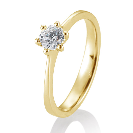 Verlobungsring mit einem Brillanten 0,50 ct., Gelbgold