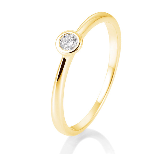 Verlobungsring mit einem Brillanten 0,10 ct., Gelbgold