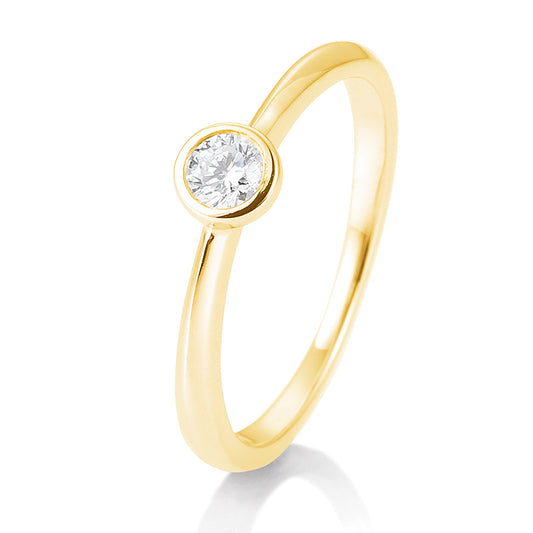 Verlobungsring mit einem Brillanten 0,15 ct., Gelbgold