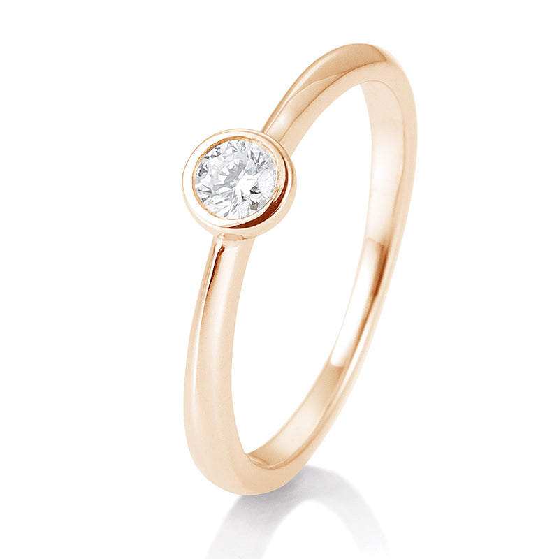 Verlobungsring mit einem Brillanten 0,15 ct., Rotgold