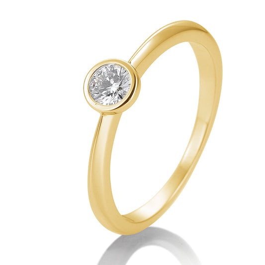 Verlobungsring mit einem Brillanten 0,20 ct., Gelbgold