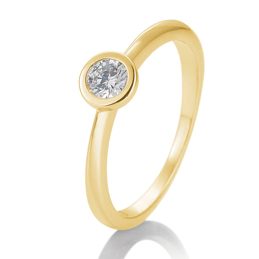 Verlobungsring mit einem Brillanten 0,25 ct., Gelbgold