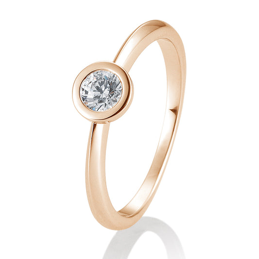 Verlobungsring mit einem Brillanten 0,30 ct., Rotgold
