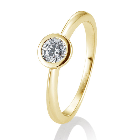 Verlobungsring mit einem Brillanten 0,40 ct., Gelbgold