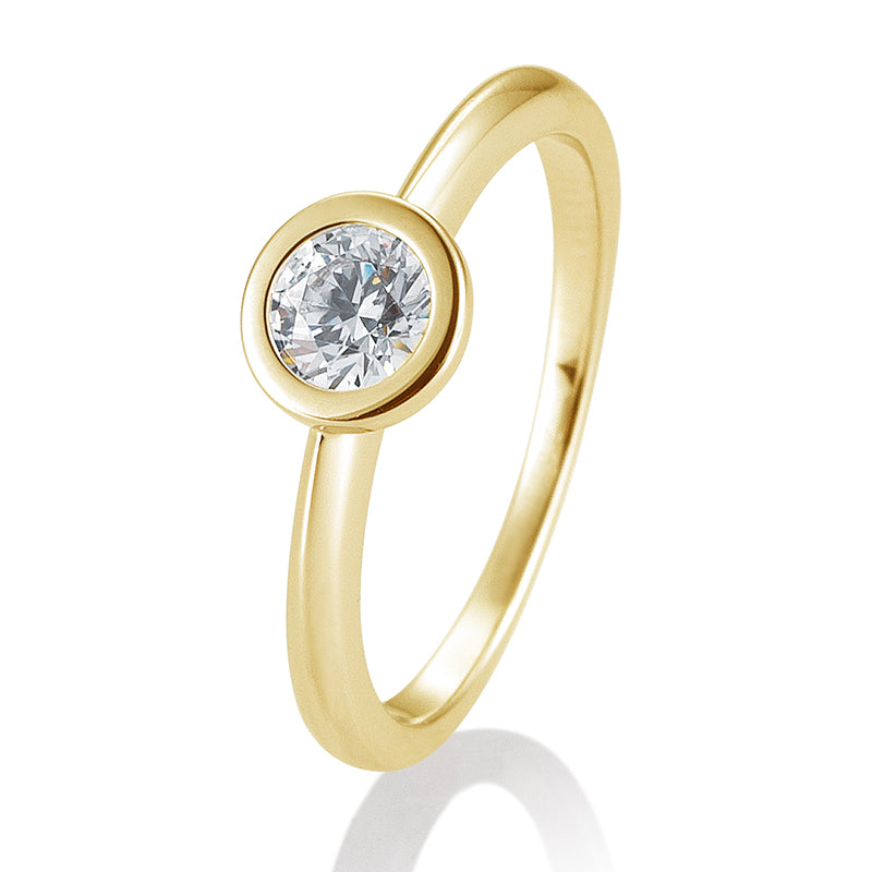 Verlobungsring mit einem Brillanten 0,50 ct., Gelbgold