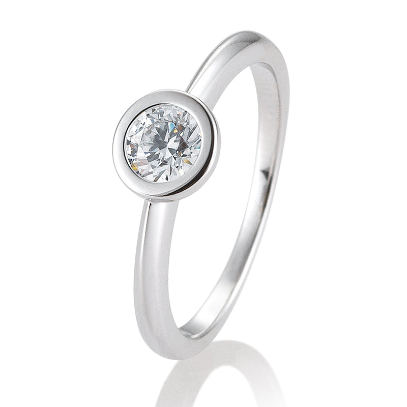 Verlobungsring mit einem Brillanten 0,50 ct., Platin