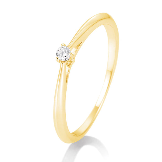 Verlobungsring mit einem Brillanten 0,05 ct., Gelbgold