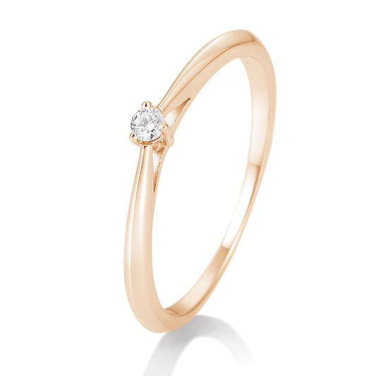 Verlobungsring mit einem Brillanten 0,05 ct., Rotgold