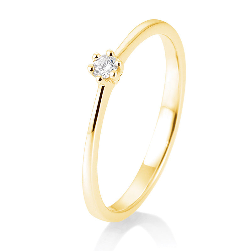 Verlobungsring mit einem Brillanten 0,05 ct., Gelbgold