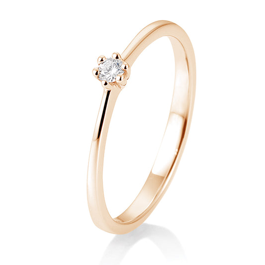 Verlobungsring mit einem Brillanten 0,05 ct., Rotgold