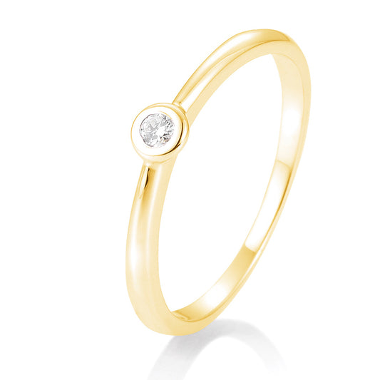 Verlobungsring mit einem Brillanten 0,05 ct., Gelbgold