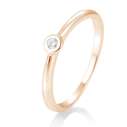 Verlobungsring mit einem Brillanten 0,05 ct., Rotgold